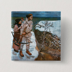 Akseli Gallen-Kallela - Belastingen van Joukahaine Vierkante Button 5,1 Cm