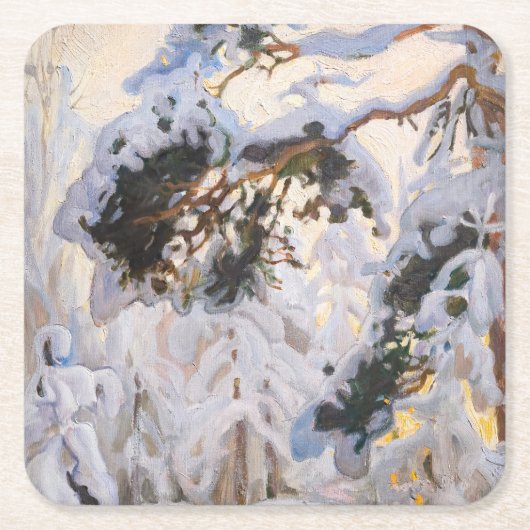 Akseli Gallen-Kallela - Bos in de winter Kartonnen Onderzetters (Voorkant)
