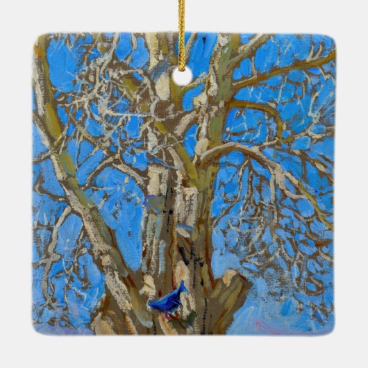 Akseli Gallen-Kallela - Crack Willow en Blue Bird Keramisch Ornament (Achterkant)