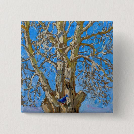 Akseli Gallen-Kallela - Crack Willow en Blue Bird Vierkante Button 5,1 Cm (Voorkant)