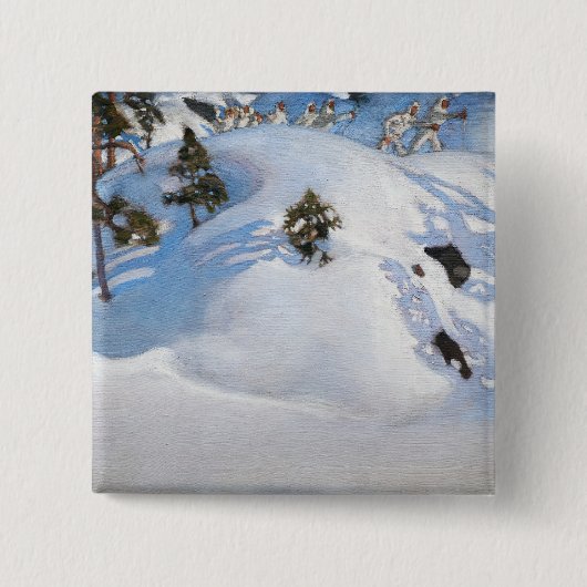 Akseli Gallen-Kallela - Februari Vision Vierkante Button 5,1 Cm (Voorkant)