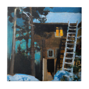 Akseli Gallen-Kallela - Kalela op een winter Tegeltje