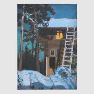 Akseli Gallen-Kallela - Kalela op een winter Tissuepapier