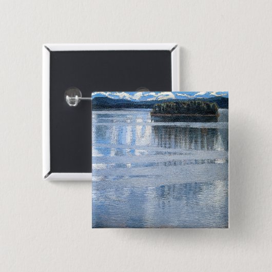 Akseli Gallen-Kallela - Lake Keitele Vierkante Button 5,1 Cm (Voorkant /achterkant)