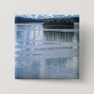 Akseli Gallen-Kallela - Lake Keitele Vierkante Button 5,1 Cm