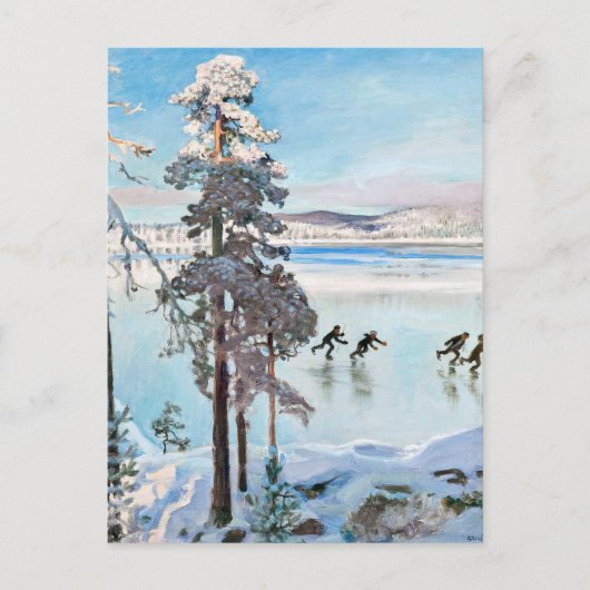 Akseli Gallen-Kallela - Schaatsers bij de kust van Briefkaart (Voorkant)