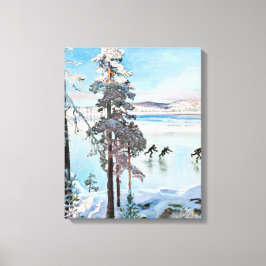 Akseli Gallen-Kallela - Schaatsers bij de kust van Canvas Afdruk