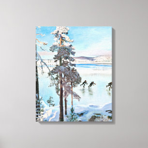 Akseli Gallen-Kallela - Schaatsers bij de kust van Canvas Afdruk