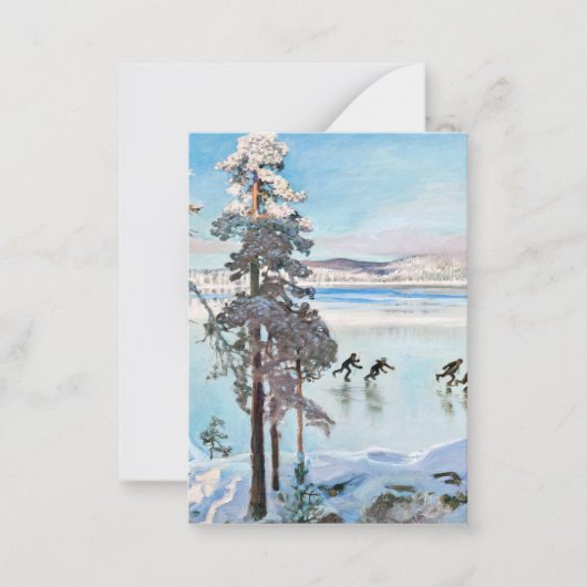 Akseli Gallen-Kallela - Schaatsers bij de kust van Notitiekaartje (Voorkant)