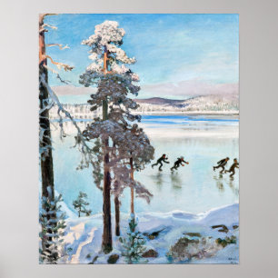 Akseli Gallen-Kallela - Schaatsers bij de oever va Poster