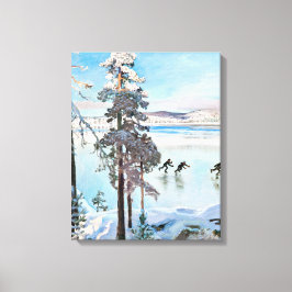 Akseli Gallen-Kallela - Skaters nabij Kalela Shore Canvas Afdruk