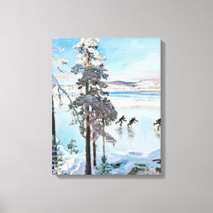Akseli Gallen-Kallela - Skaters nabij Kalela Shore Canvas Afdruk
