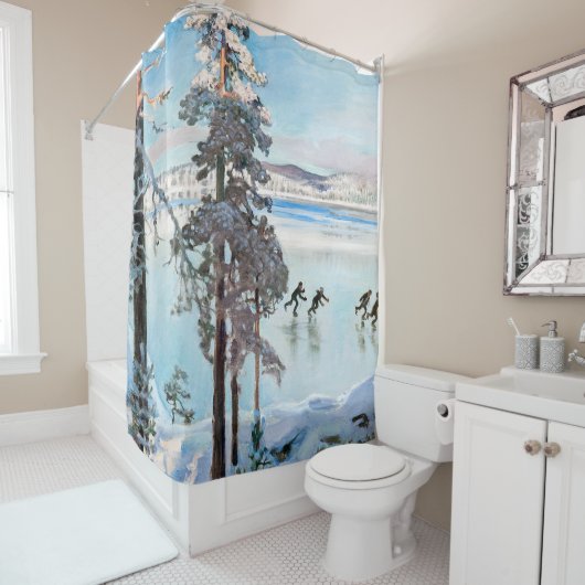 Akseli Gallen-Kallela - Skaters nabij Kalela Shore Douchegordijn (In situ)