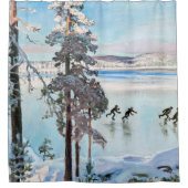 Akseli Gallen-Kallela - Skaters nabij Kalela Shore Douchegordijn (Voorkant)