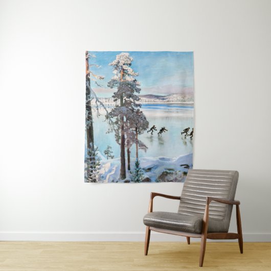 Akseli Gallen-Kallela - Skaters nabij Kalela Shore Wandkleed (In situ)