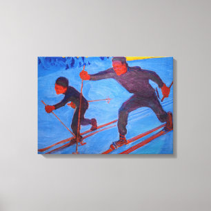 Akseli Gallen-Kallela - Skiers Canvas Afdruk