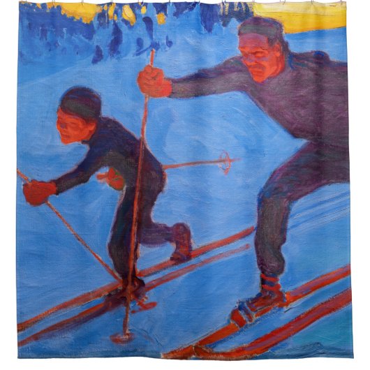 Akseli Gallen-Kallela - Skiers Douchegordijn (Voorkant)