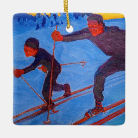 Akseli Gallen-Kallela - Skiers Keramisch Ornament (Voorkant)