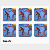 Akseli Gallen-Kallela - Skiers Vierkante Sticker (Vel)