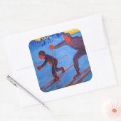Akseli Gallen-Kallela - Skiers Vierkante Sticker (Envelop)
