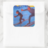 Akseli Gallen-Kallela - Skiers Vierkante Sticker (Tas)