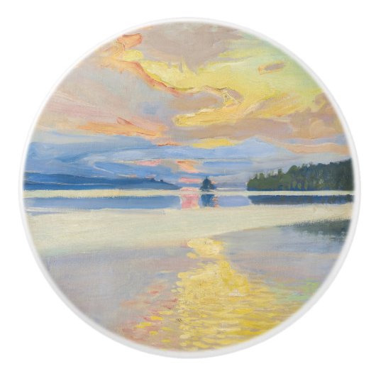 Akseli Gallen-Kallela - Sunset over het Ruovesi-me Keramische Knop (Voorkant)