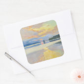 Akseli Gallen-Kallela - Sunset over het Ruovesi-me Vierkante Sticker (Envelop)