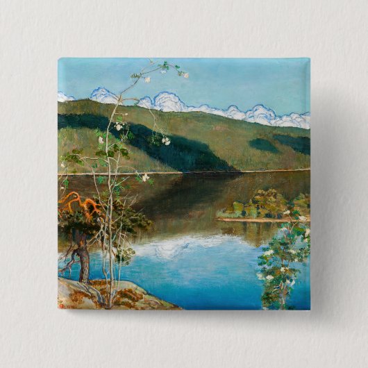 Akseli Gallen-Kallela - Thunderclouds on Horizon Vierkante Button 5,1 Cm (Voorkant)