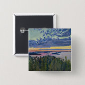 Akseli Gallen-Kallela - Uitzicht over een meer bij Vierkante Button 5,1 Cm (Voorkant /achterkant)