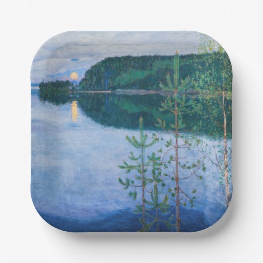 Akseli Gallen-Kallela - Voorjaarsnacht Papieren Bordje (Voorkant)