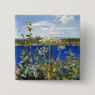 Akseli Gallen-Kallela - Wild Angelica Vierkante Button 5,1 Cm