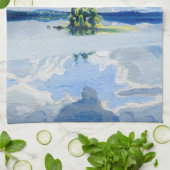 Akseli Gallen-Kallela - Wolken boven een meer Theedoek (Gevouwen)