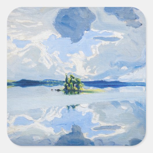 Akseli Gallen-Kallela - Wolken boven een meer Vierkante Sticker (Voorkant)