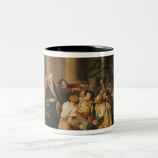 Akte van Moordenaar Defontenay Tweekleurige Koffiemok (Center)