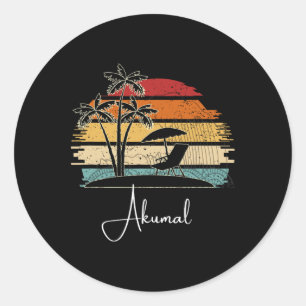 Akumal Beach Lover Palmbomen Lente en S Ronde Sticker