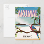 Akumal Mexico Strand reisposter Briefkaart (Voorkant / Achterkant)