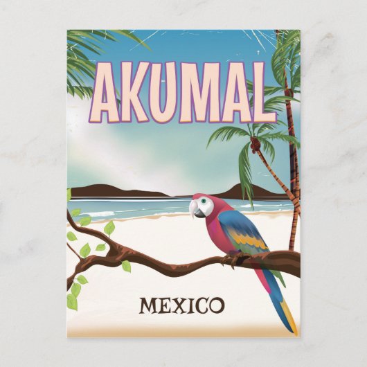 Akumal Mexico Strand reisposter Briefkaart (Voorkant)