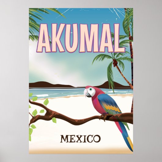 Akumal Mexico strand reisposter Poster (Voorkant)