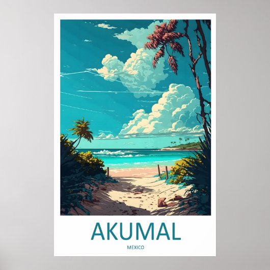 Akumal Vintage Reisposter Ski Nationaal Park Poster (Voorkant)