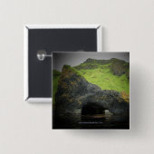 Akun Island Basalt Zee Cave Vierkante Button 5,1 Cm (Voorkant /achterkant)
