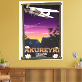 Akureyri IJsland reisposter Canvas Afdruk (Insitu (Woonkamer))