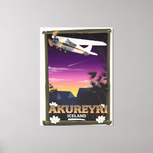Akureyri IJsland reisposter Canvas Afdruk