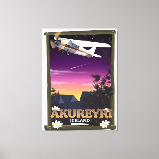 Akureyri IJsland reisposter Canvas Afdruk (Voorkant)