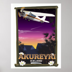 Akureyri IJsland reisposter Poster