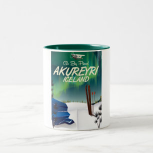 Akureyri IJsland reisposter Tweekleurige Koffiemok