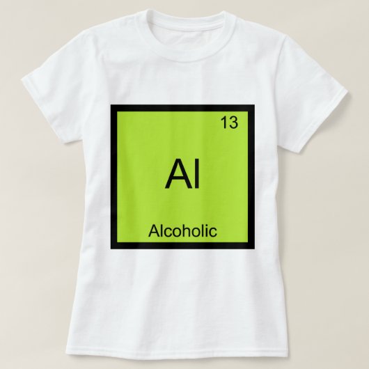 Al - Alcoholic Chemistry Element Symbol Funny T-shirt (Design voorkant)