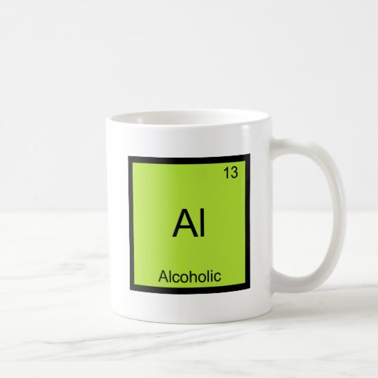 Al - Alcoholische Scheikunde Element Symbool Grapp Koffiemok (Rechts)