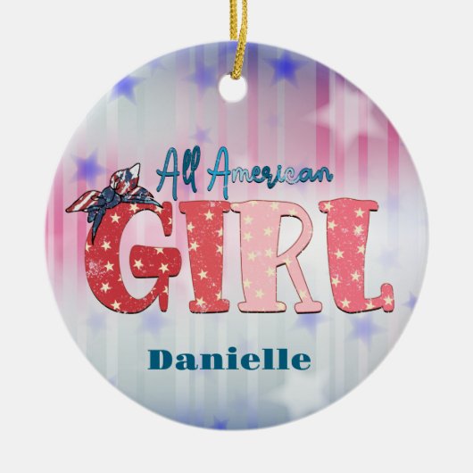 Al American Girl Personalized Ceramic Ornament (Voorkant)