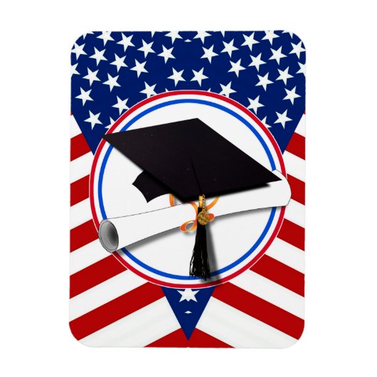 Al Amerikaans Afstudeerder - Rood wit en blauw op Magneet (Verticaal)
