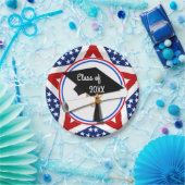 Al Amerikaans Afstudeerder - Rood wit en blauw op Papieren Bordje (Feest)